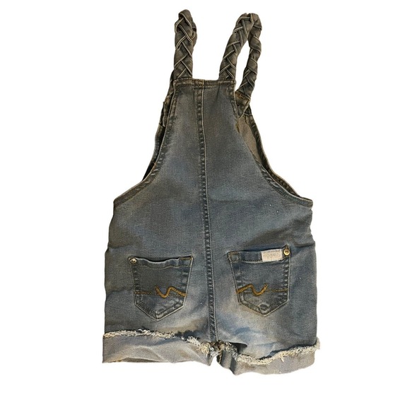 7 For All Mankind Toddler Girls Blue Denim Braid Shortalls Overalls, Size 2T - Picture 4 of 8